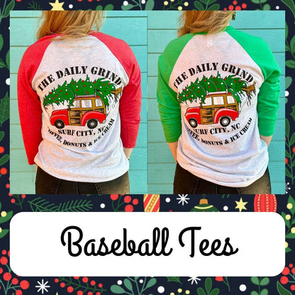 Daily Grind Christmas Baseball Tees