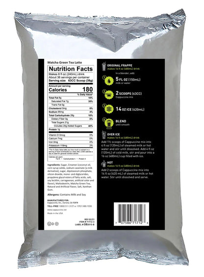 Cappuccine Frappe Matcha Green Tea Mix 3lbs